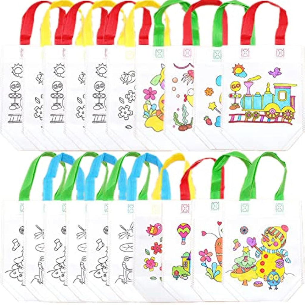 DIY Graffiti Party Bags | 20 PCS Non-Woven Kids Tote Bags