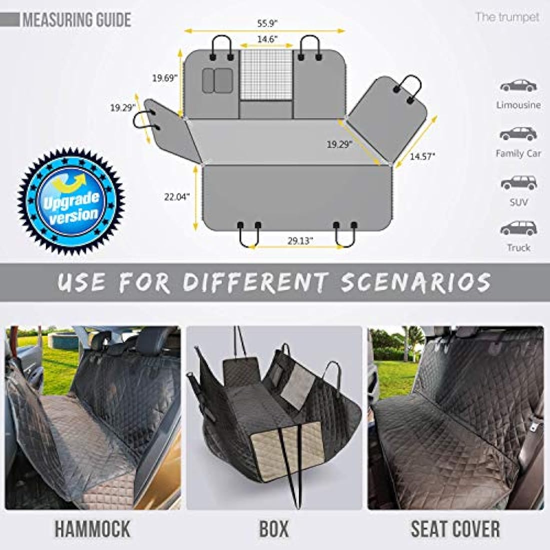 Vailge Waterproof Dog Car Seat Cover – Mesh Window Backseat Hammock