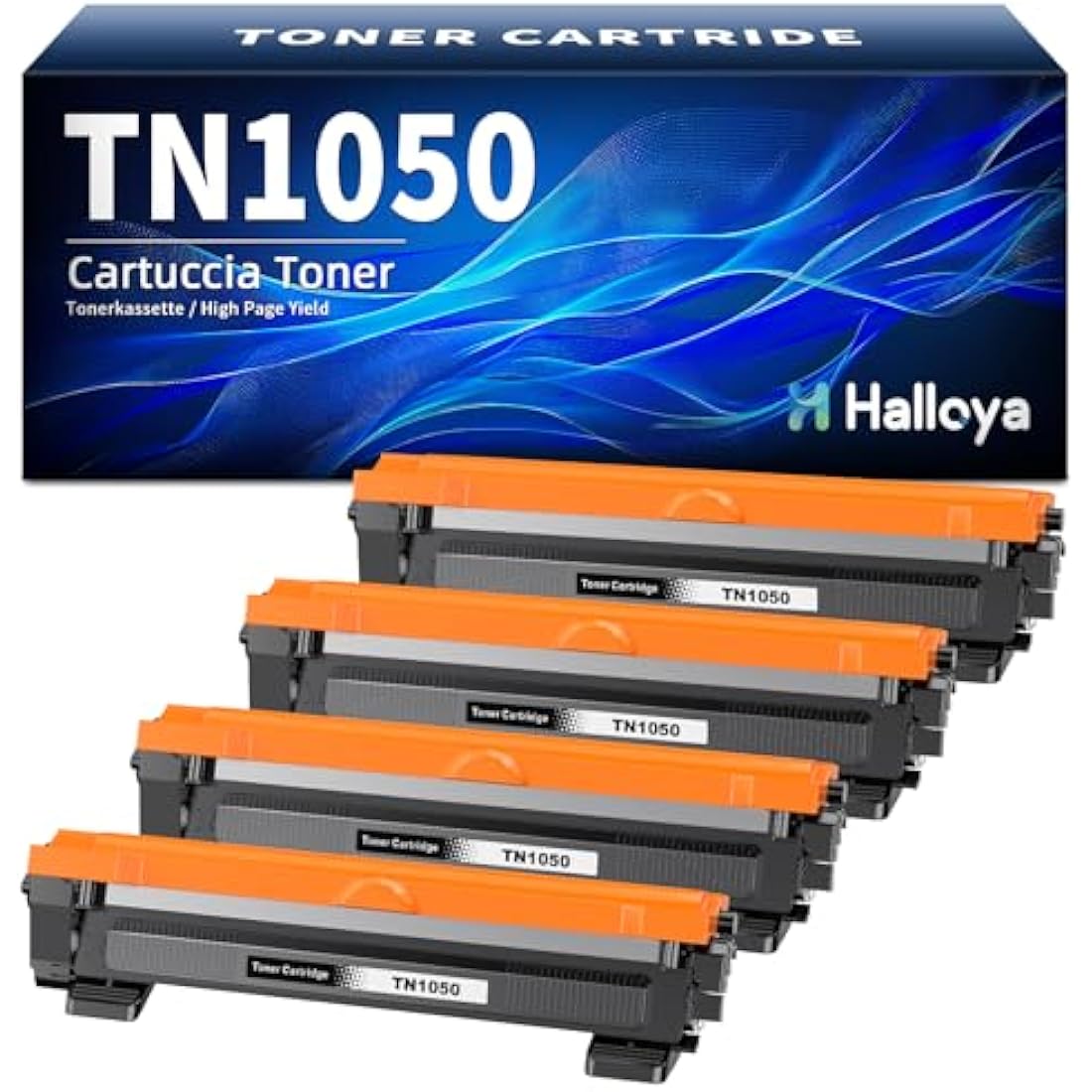 Halloya TN1050 Compatible Black Toner Cartridges for Brother - 4-Pack