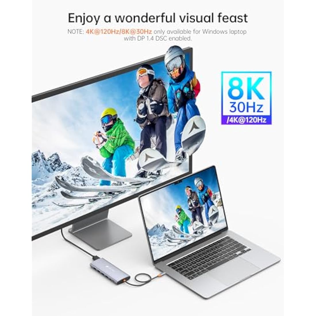 NOVOO 14-in-1 USB C Docking Station – Triple Display 8K DP Dual 4K HDMI