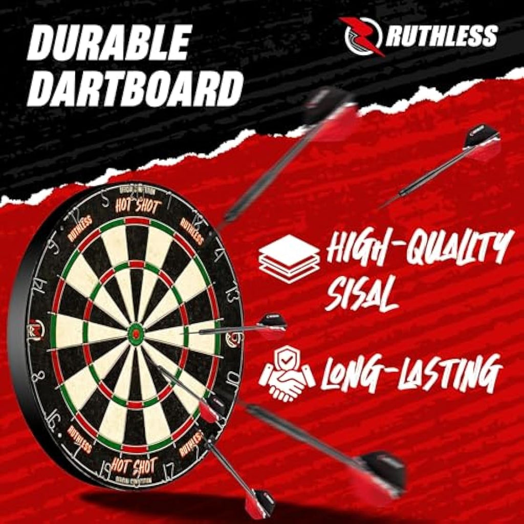 Ruthless Home Darts Centre | Cabinet, Hot Shot Dartboard & 2 Dart Sets