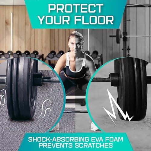 Yes4All Interlocking EVA Foam Exercise Mats – 36 Tiles, Gray, 36 Sq Ft