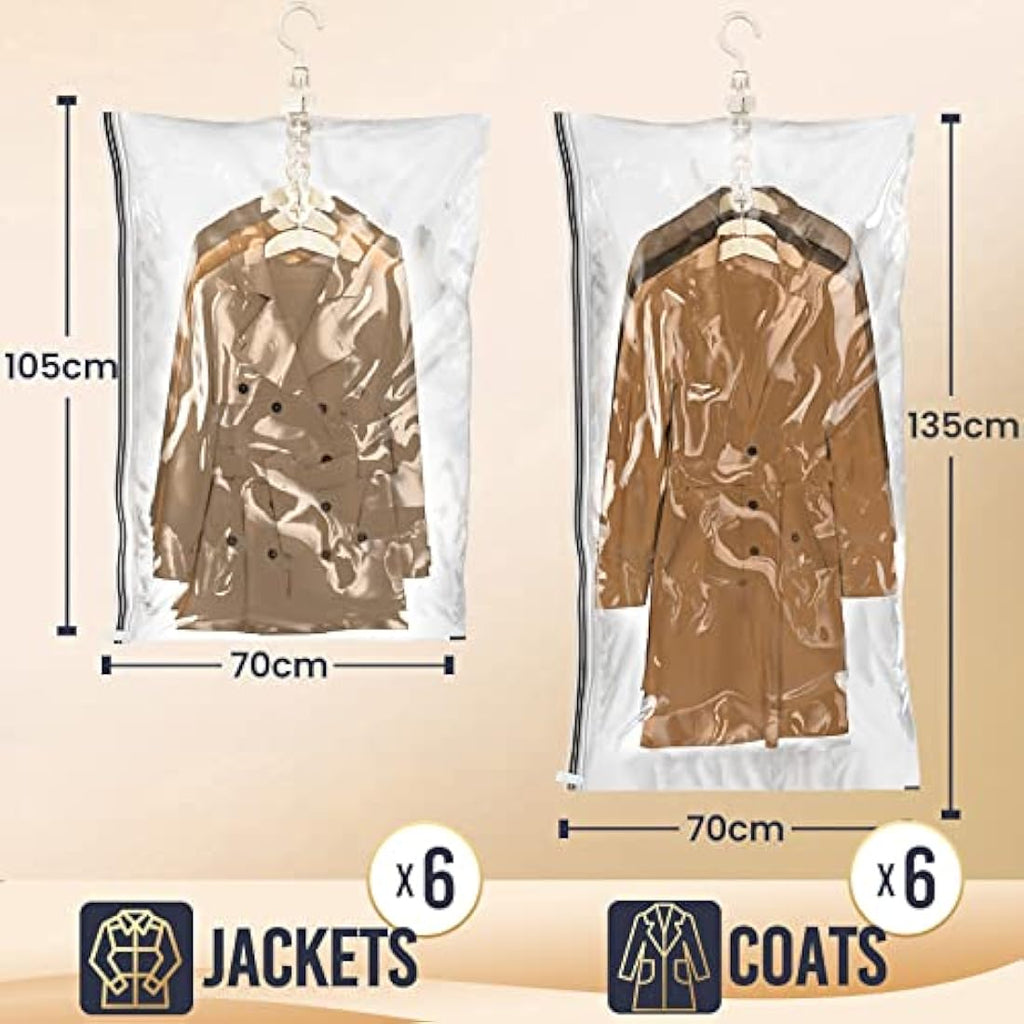 TAILI Hanging Vacuum Storage Bags for Clothes - 4 Pack Closet Organizer