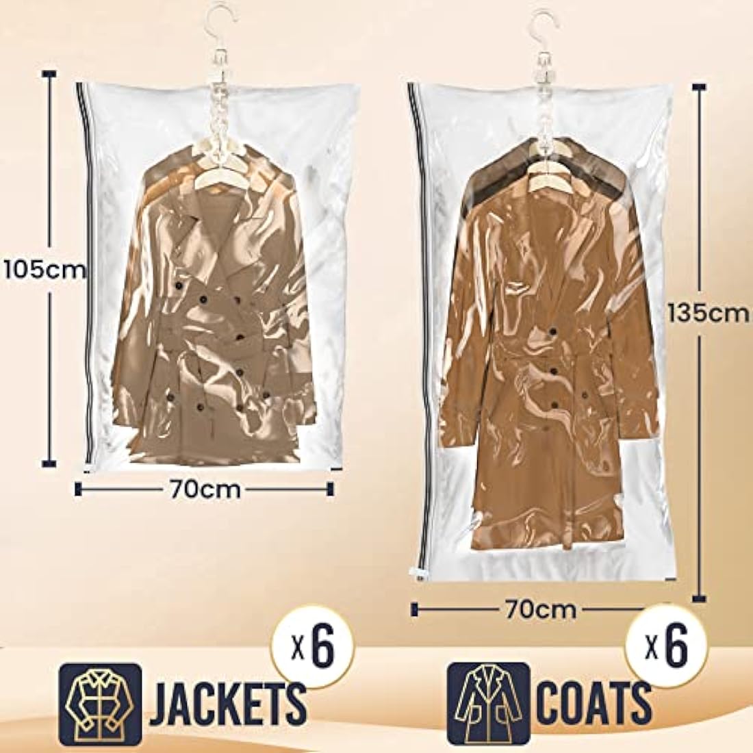 TAILI Hanging Vacuum Storage Bags for Clothes - 4 Pack Closet Organizer