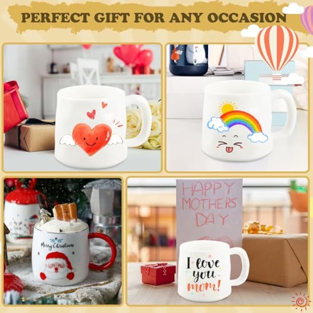 DIY Paint Your Own Mug Set - 2 Pack Ceramic Pottery Kit