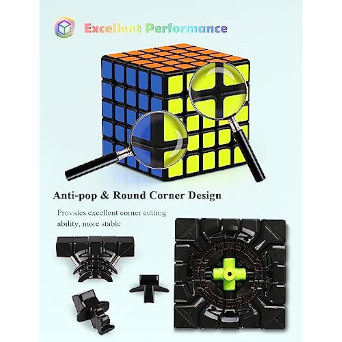 Roxenda 5x5 Speed Cube | Smooth Magic Puzzle Toy for Kids & Adults