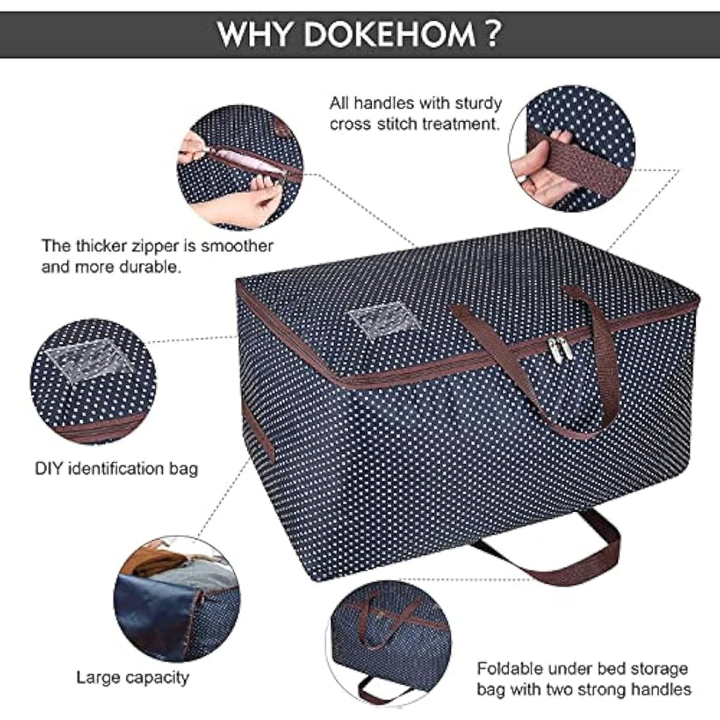DOKEHOM 105L Large Fabric Storage Bags | 3-Pack Moistureproof Organizers