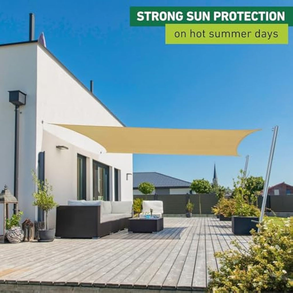 Windhager Capri Sun Sail – 3x4m HDPE UV Resistant Shade, Champagne