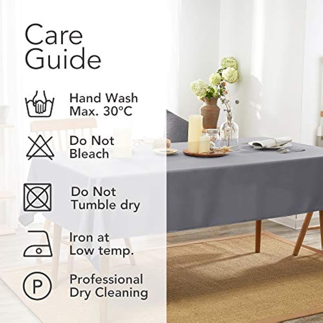 Deconovo Oxford Fabric Rectangular Tablecloth | Water Resistant 59x95in