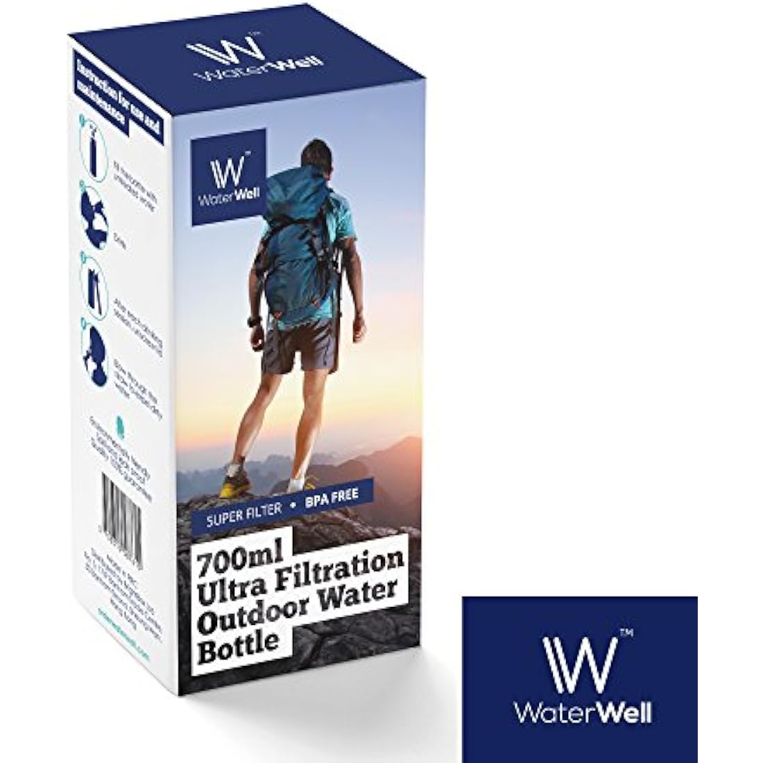 WaterWell 700ml Water Filter Bottle – BPA-Free Tritan for Hiking & Travel