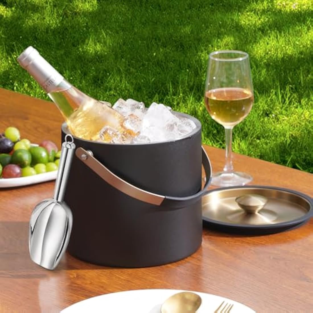 Jolof Store 3.2L Insulated Stainless Steel Ice Bucket with Scoop – Black