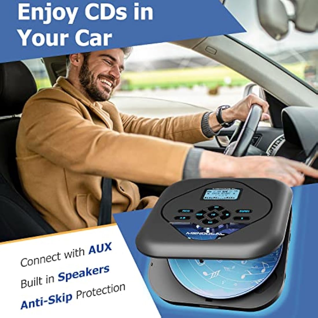 MONODEAL Portable Bluetooth CD Player with Speakers and CD Burning Function