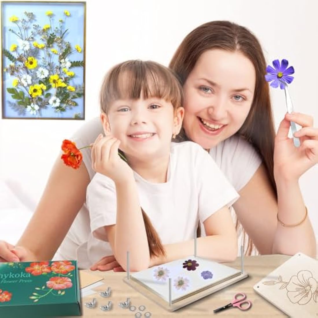 Rhykoka Flower Press Kit – 8-Layer Wooden Leaf Pressing Kit for DIY Art