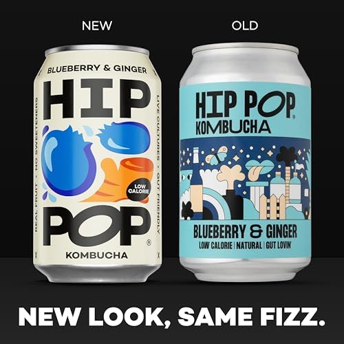 Hip Pop Blueberry & Ginger Kombucha | Vegan Gut Health Drink | 24 x 330ml