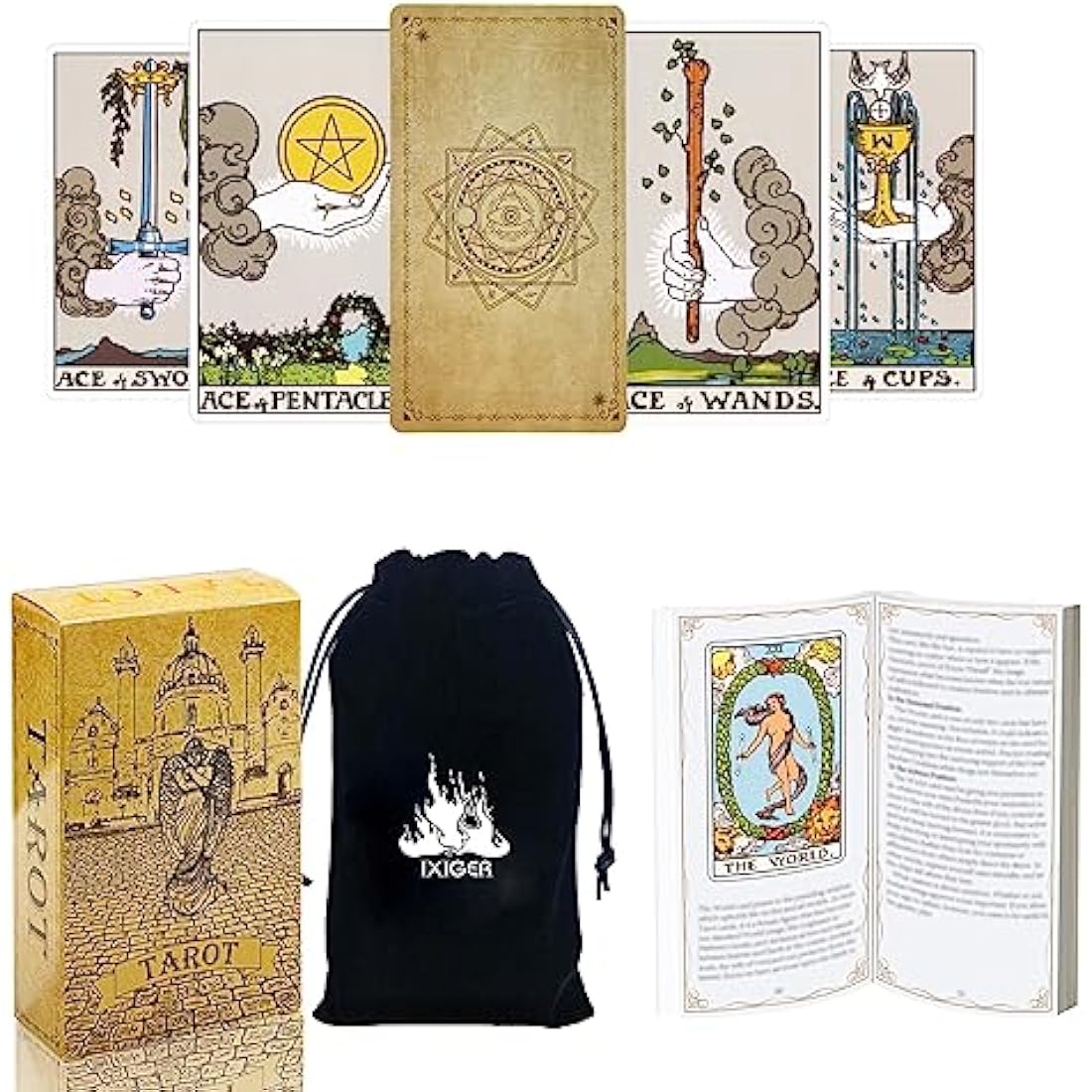 IXIGER Tarot Cards for Beginners Set with 165-Page Guidebook and Pouch