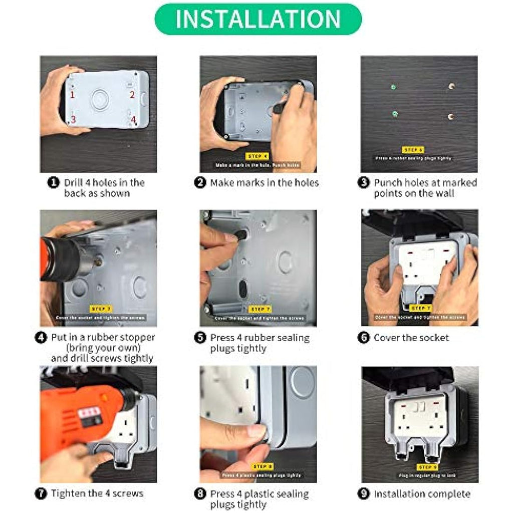 10M Outdoor Extension Lead – IP66 Waterproof 2 Way Socket