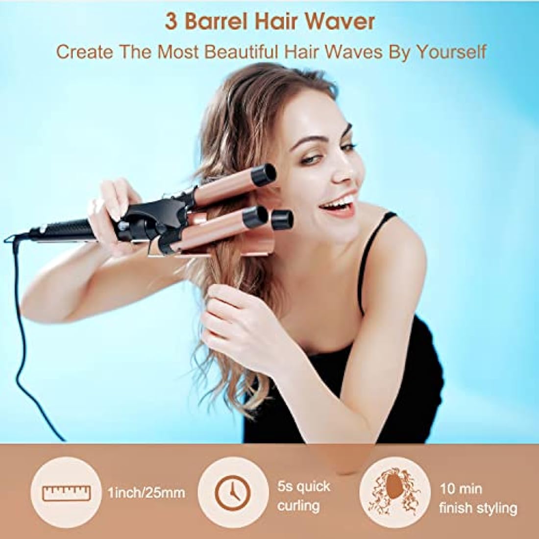 janelove 5-in-1 Hair Curler & 3 Barrel Hair Waver Set – Ceramic Gold