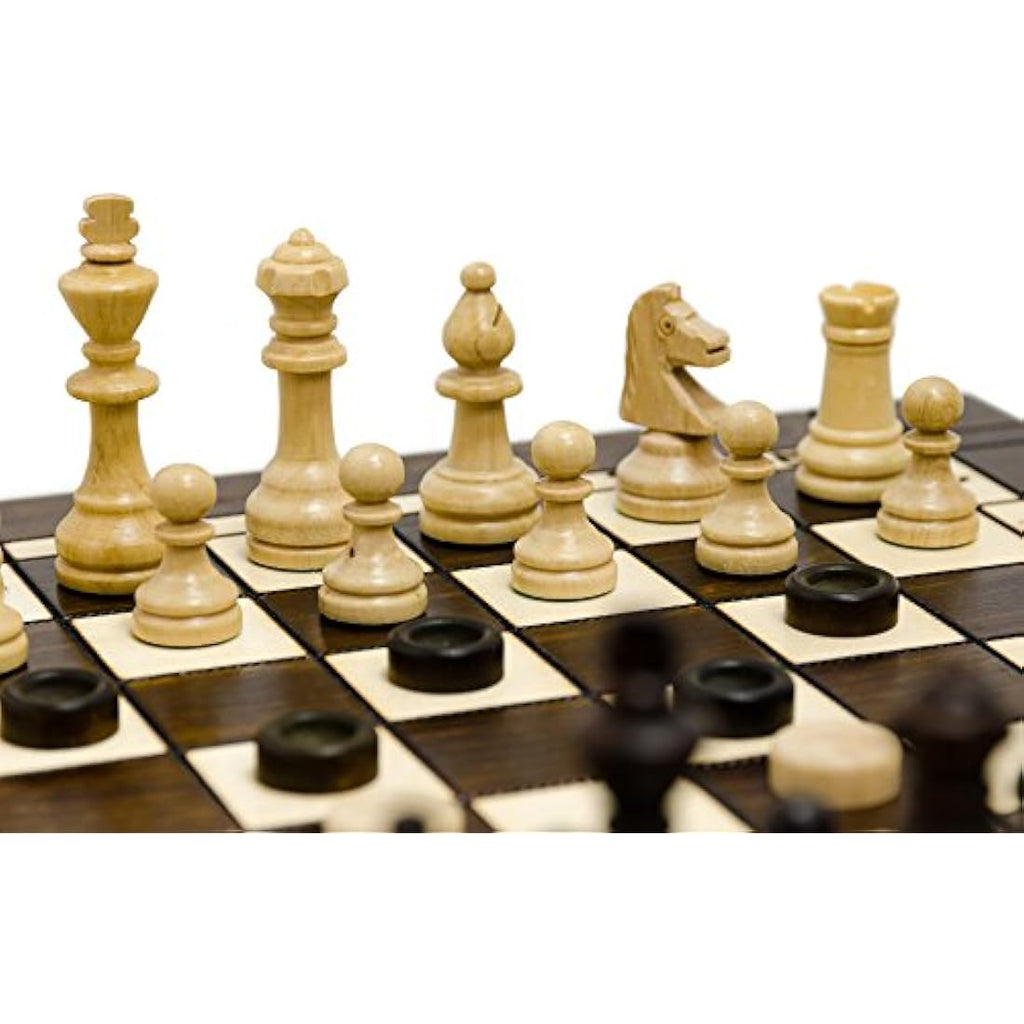 Jolof Store 3-in-1 Wooden Chess, Backgammon & Checkers Set - 40cm XL