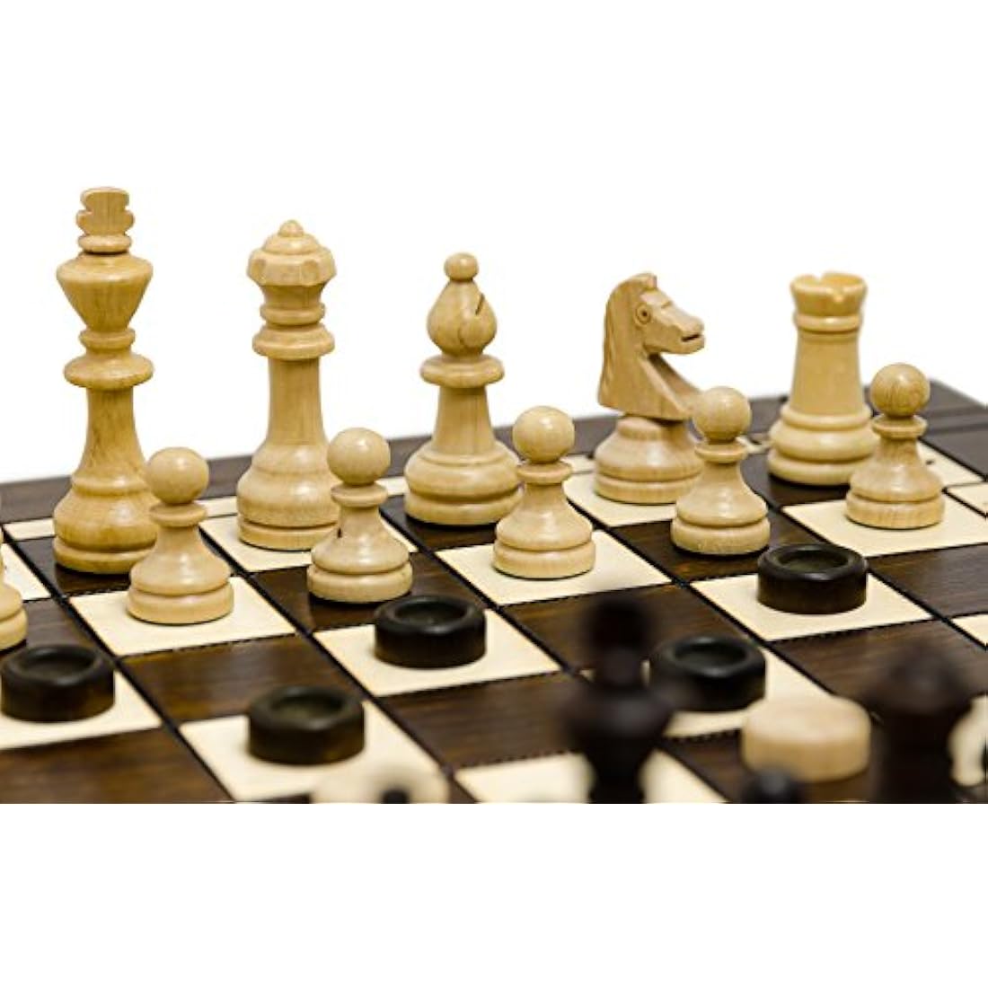 Jolof Store 3-in-1 Wooden Chess, Backgammon & Checkers Set - 40cm XL