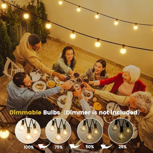 Yuusei 200FT Outdoor Festoon Lights – 100 LED Shatterproof G40 Bulbs