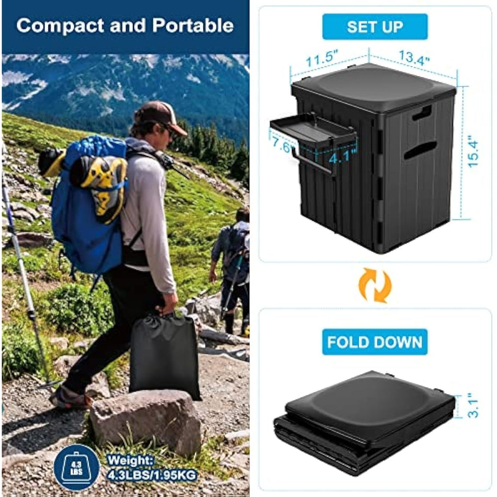 Jolof Store XL Portable Toilet – Foldable Camping Potty with Phone Holder