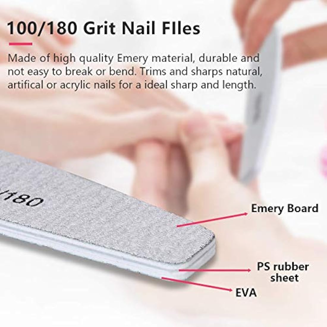Professional Nail Files – 16 Pcs 100/180 Grit Emery Boards