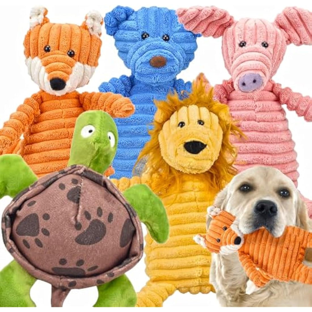5-Pack Squeaky Plush Dog Toys for Aggressive Chewers