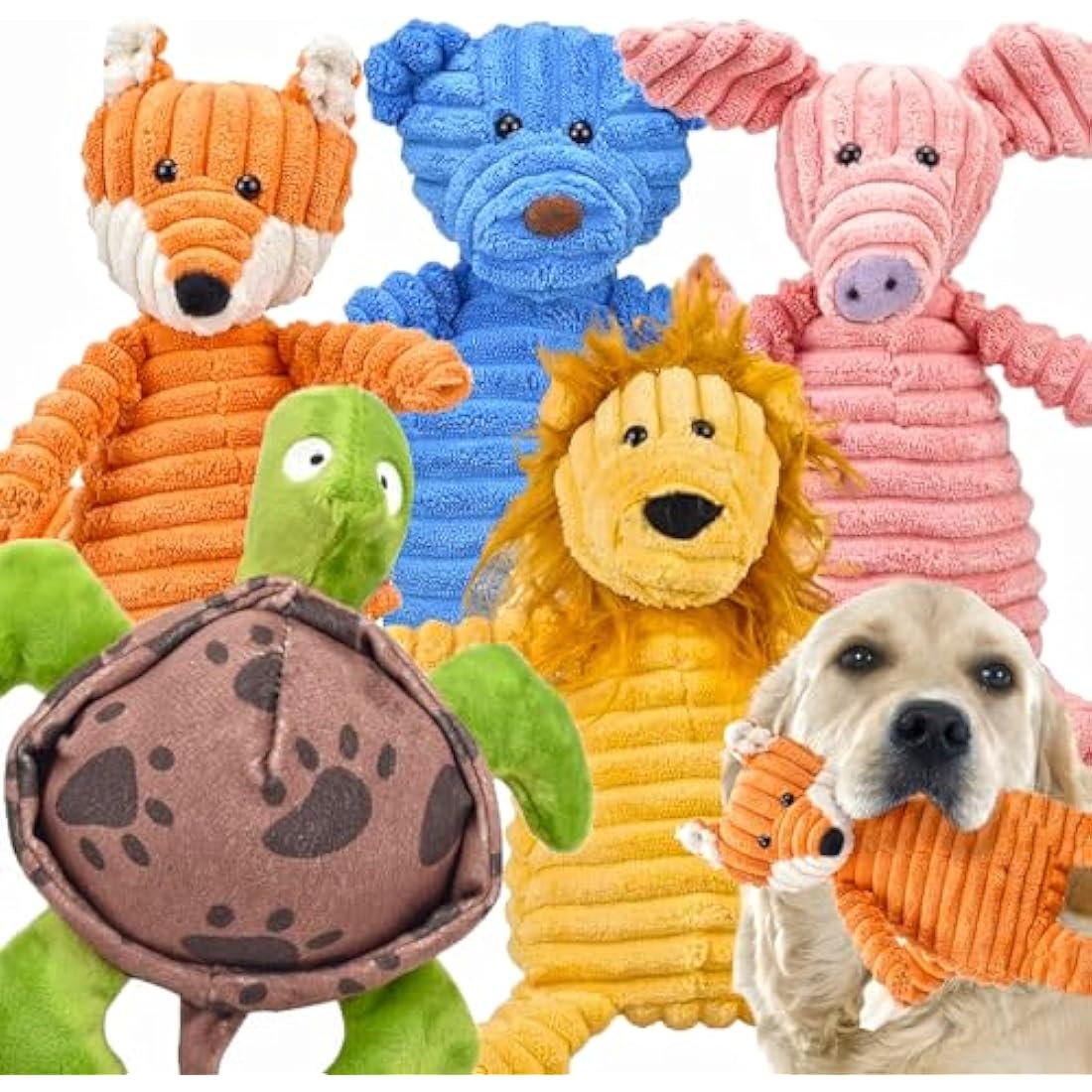 5-Pack Squeaky Plush Dog Toys for Aggressive Chewers