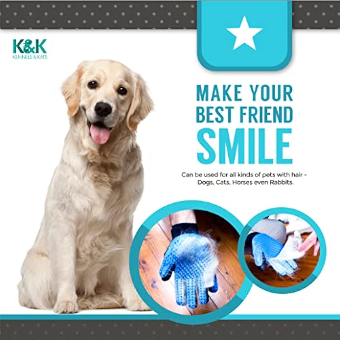 Kennels & Kats Pet Grooming Glove – 260 Silicone Tips De-shedding Mitt