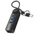 JESWO USB C to Ethernet Adapter | 1000Mbps Gigabit LAN & 3 USB 3.0 Ports
