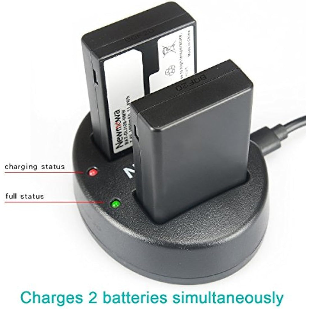 Newmowa D-Li109 Battery (2-Pack) and Dual USB Charger for Pentax K-30 K-50