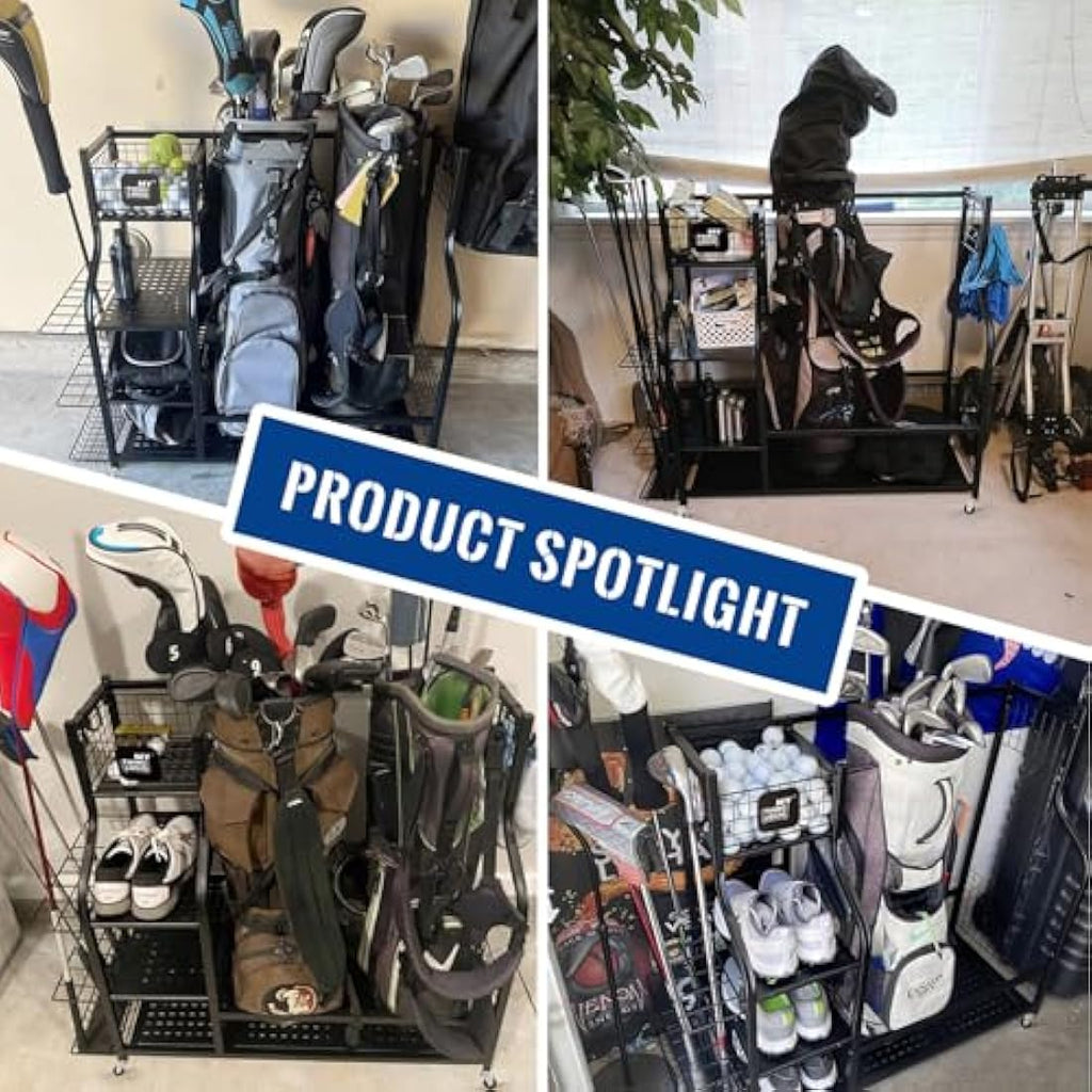Mythinglogic Golf Storage Rack – Extra Large Rolling Organizer with Wheels