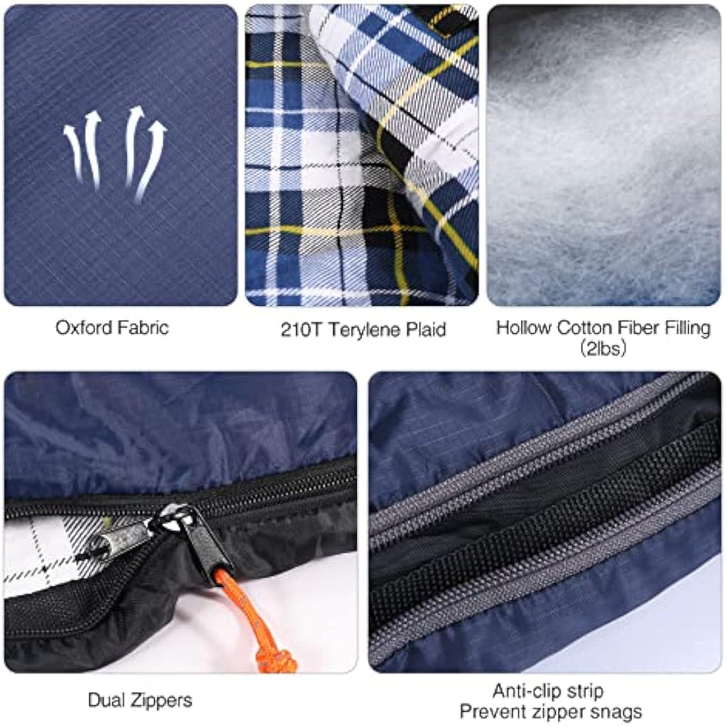 REDCAMP Cotton Sleeping Bag with Flannel Liner and Removable Pillow