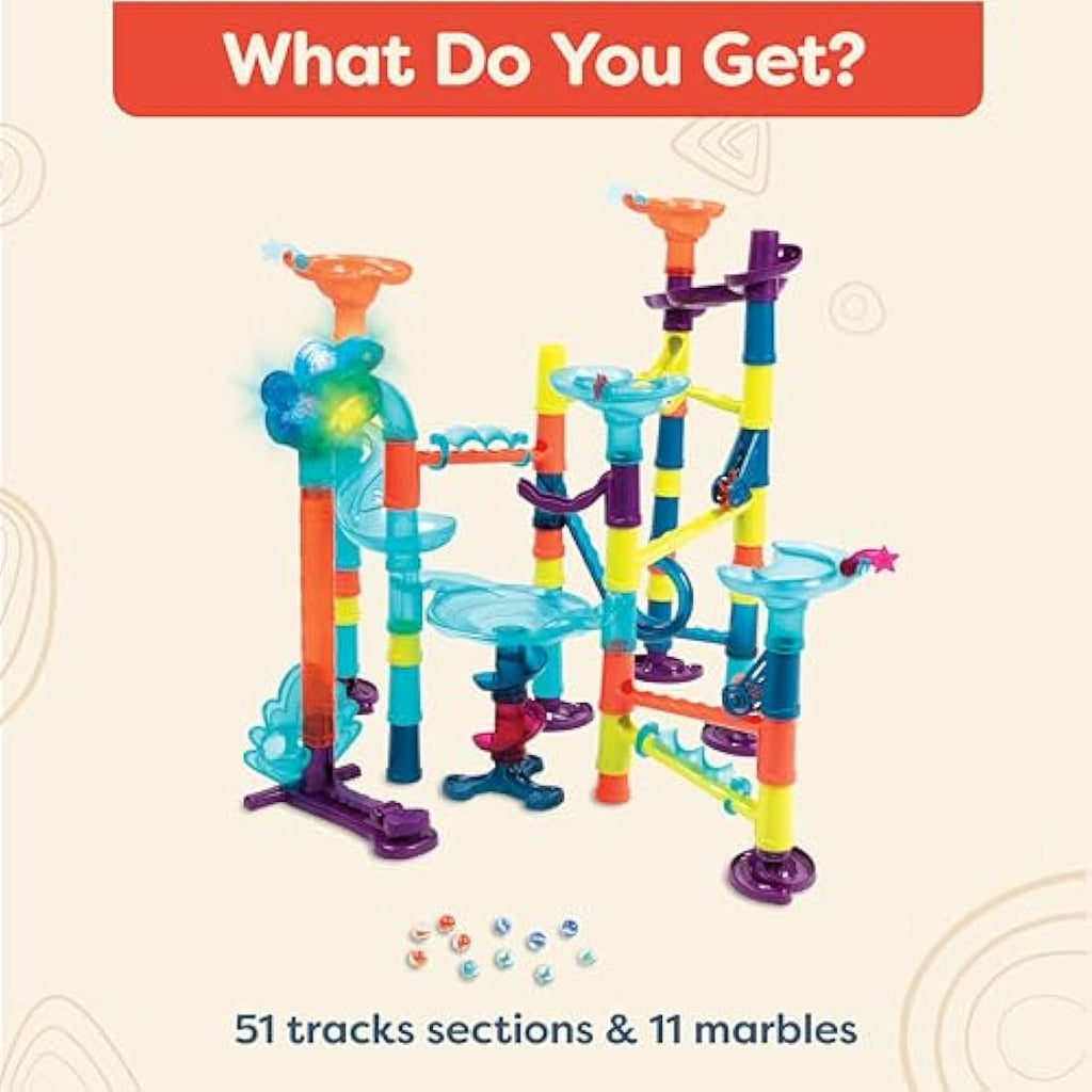 B. toys Marble Run Toy Set – 62-Piece STEM Maze with Lights & Sounds