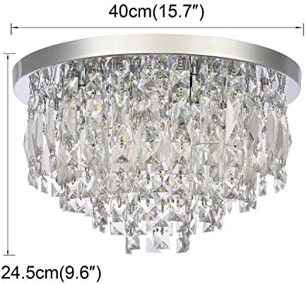 Jolof Store Modern Crystal Chandelier – 40cm Chrome Flush Mount Light