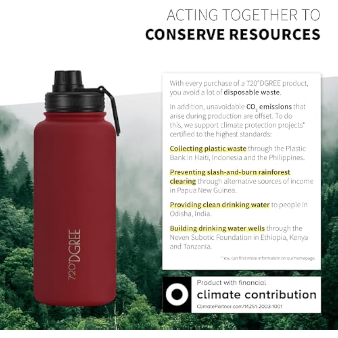 720°DGREE noLimit Insulated Water Bottle with Infuser - 950ml Steel