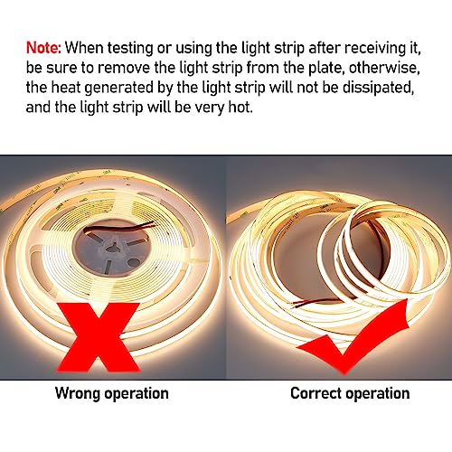 GOMING 24V Double Row COB LED Strip Light - 3000K Warm White IP65 32.8ft