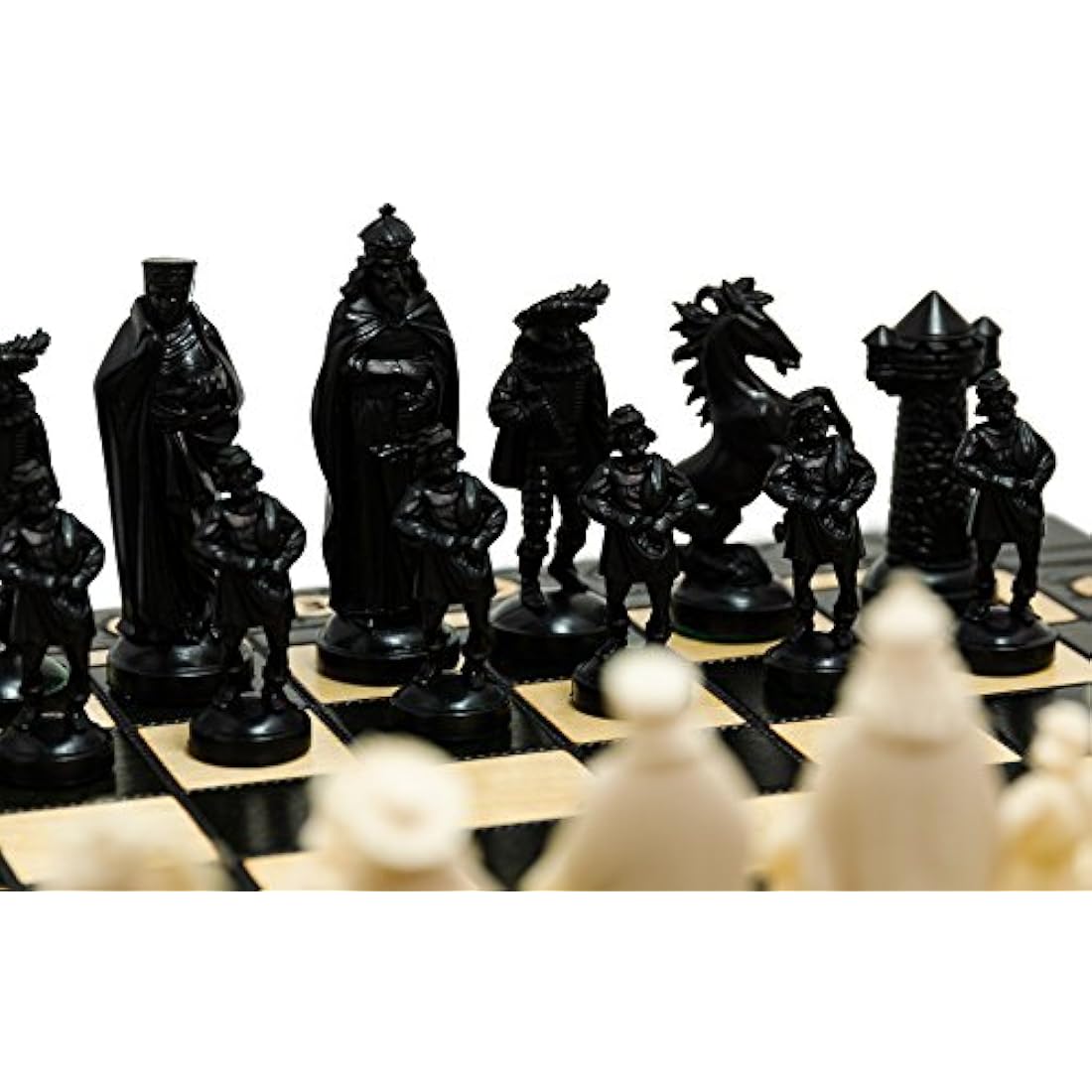Viking Wooden Chess Set – 16 Inch Weighted Chrome Pieces