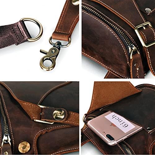 Le'aokuu Mens Genuine Leather Motorcycle Drop Leg Bag | Waist Pack