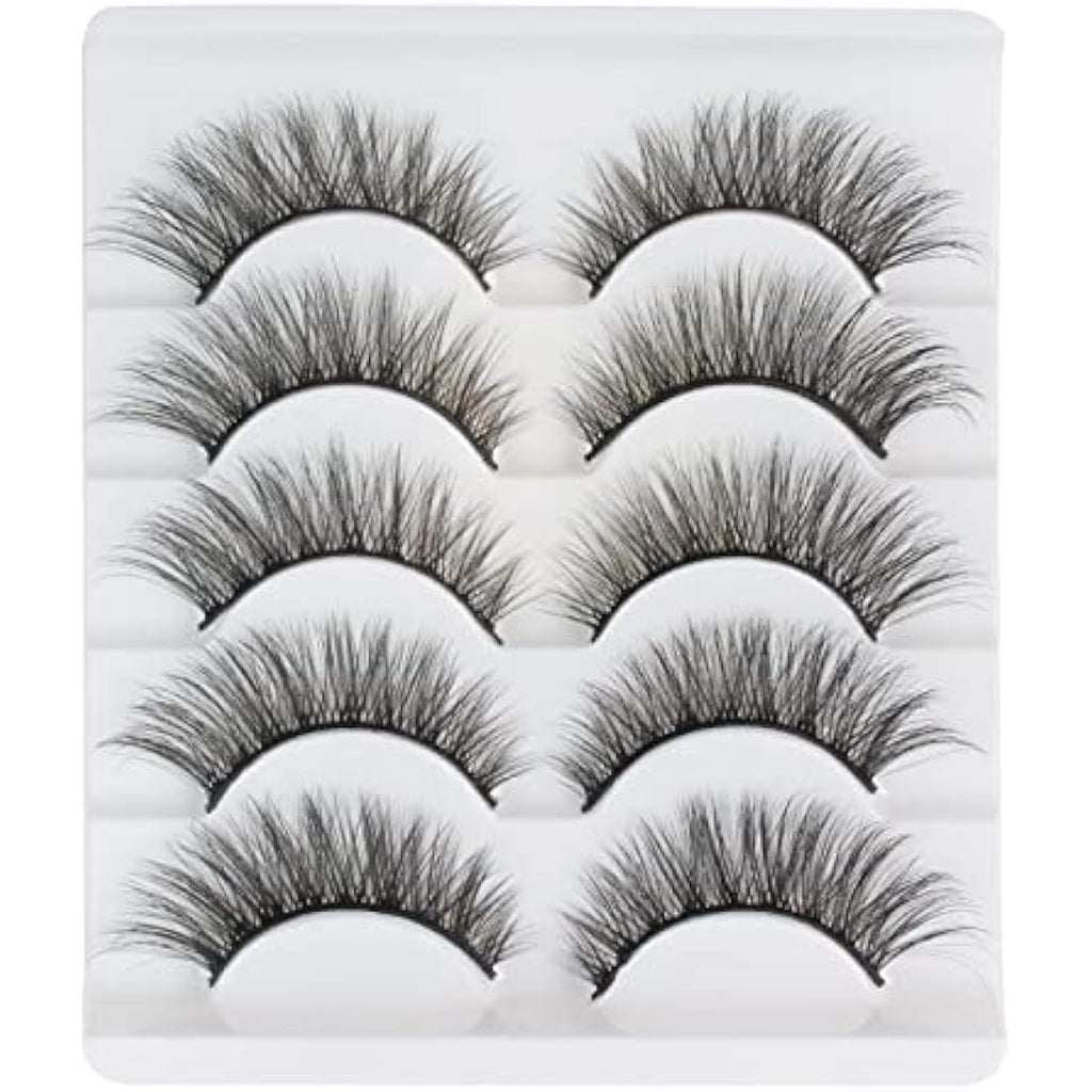 Jolof Store Cat Eye Faux Mink Lashes | Natural 3D Fluffy 5 Pair Pack