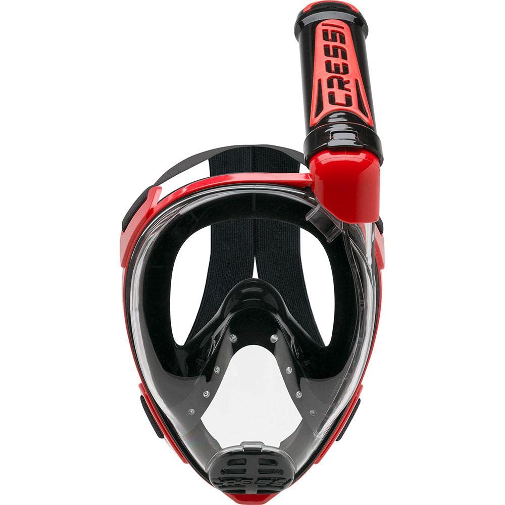 Cressi Duke Full Face Snorkel Mask – Anti-Fog Dry Mask, Black / Red