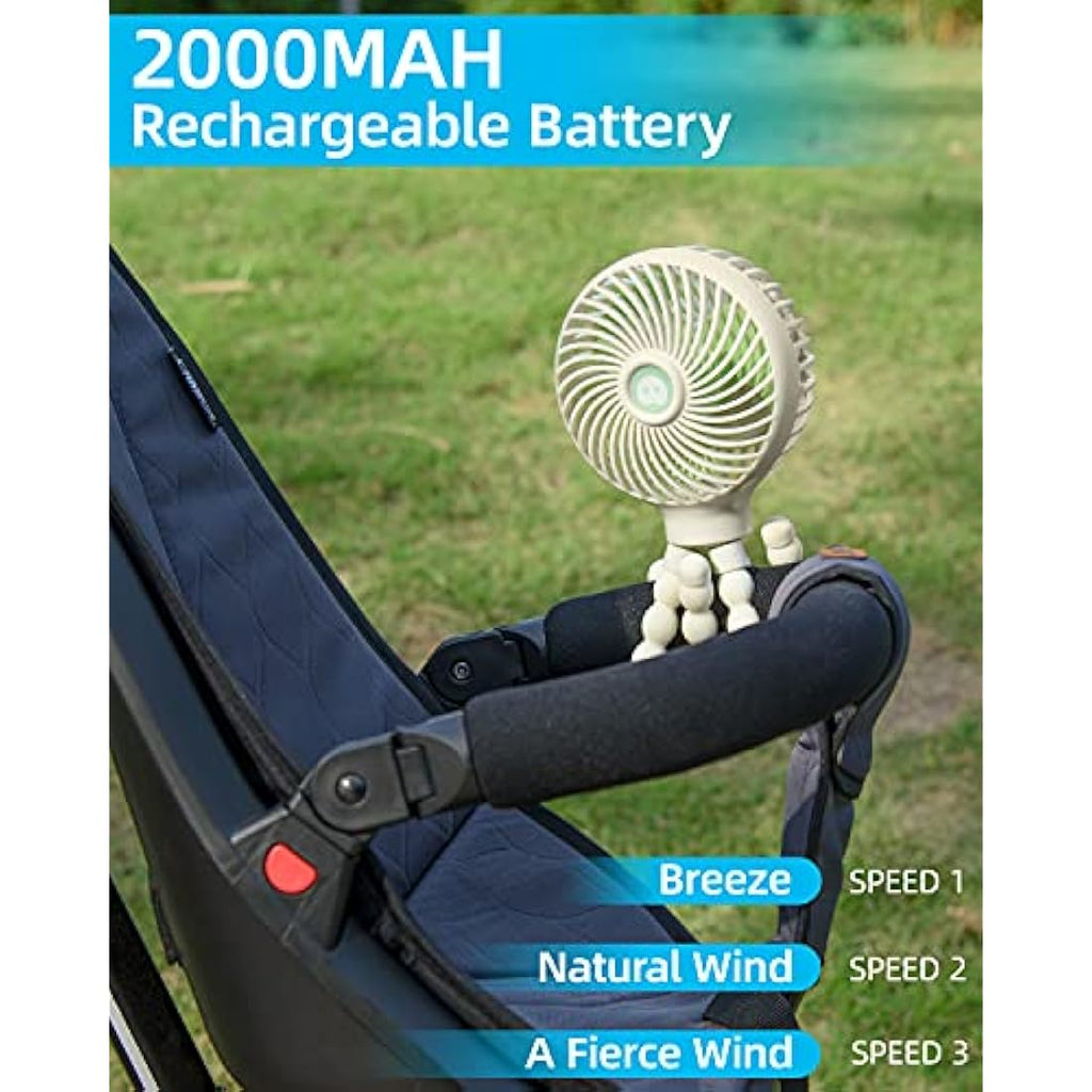 Stroller Fan – Rechargeable Clip-on Baby Fan with Flexible Tripod