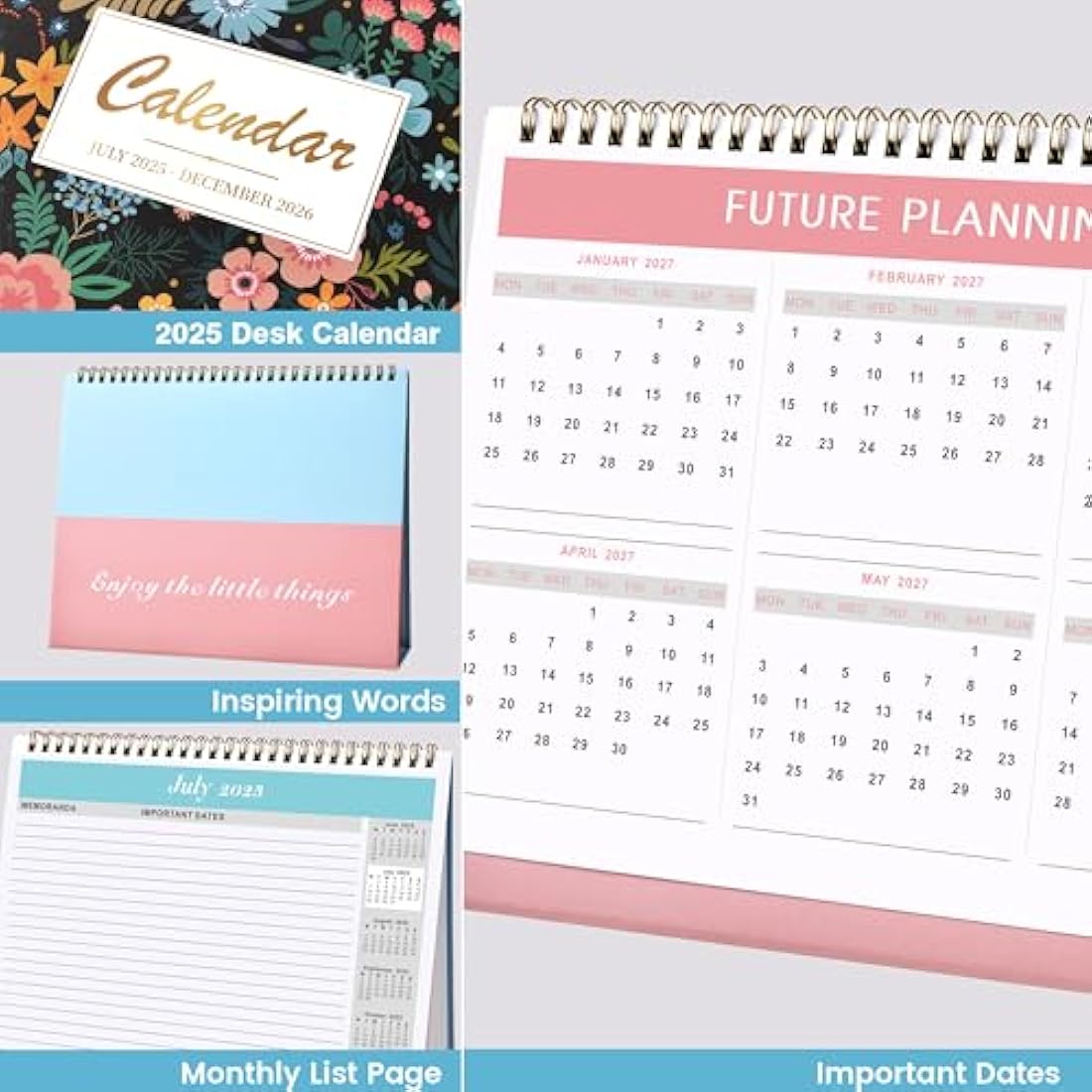 Jolof Store 2025-2026 Desk Calendar – Standing Flip Desktop Planner