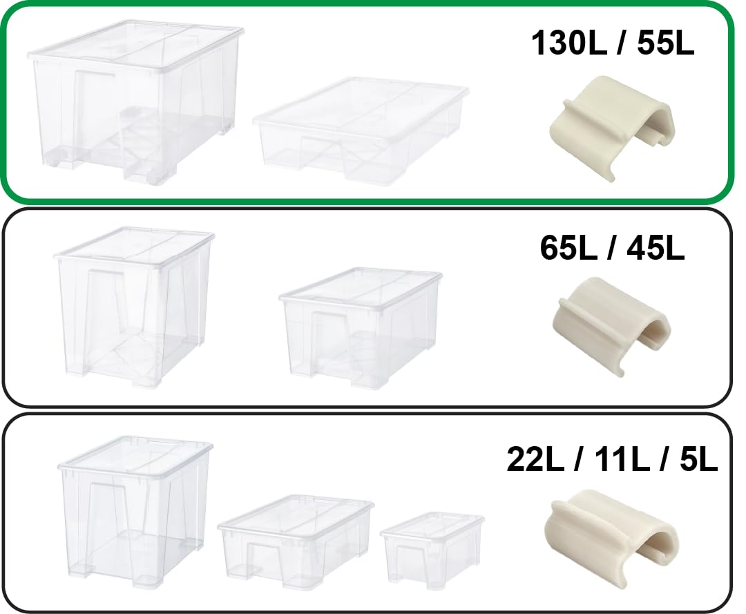 Locking Clips for IKEA Samla Box Boxes Rounded Compatible with Ikea-Samla Clips ... Pack of 4, 55L/130L