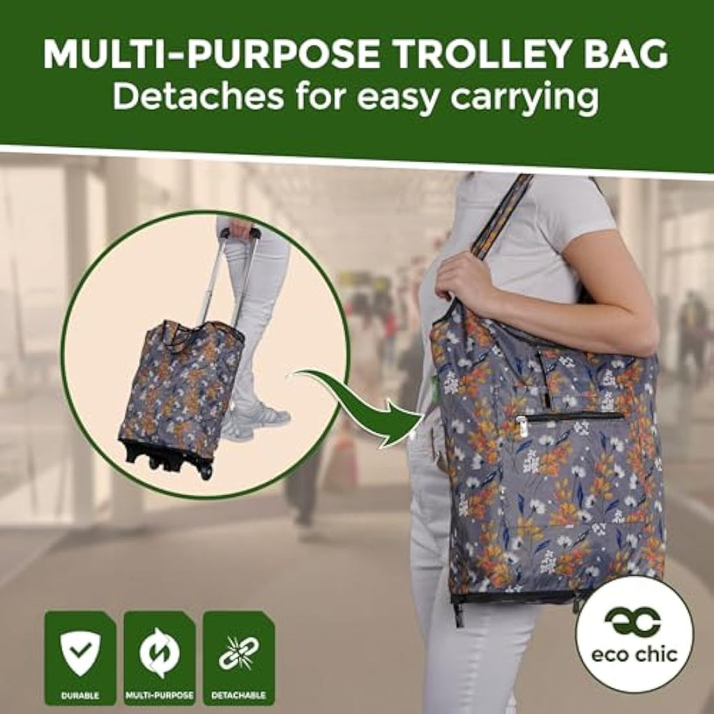 Eco Chic Collapsible Shopping Trolley | 25L Recycled Grocery Bag