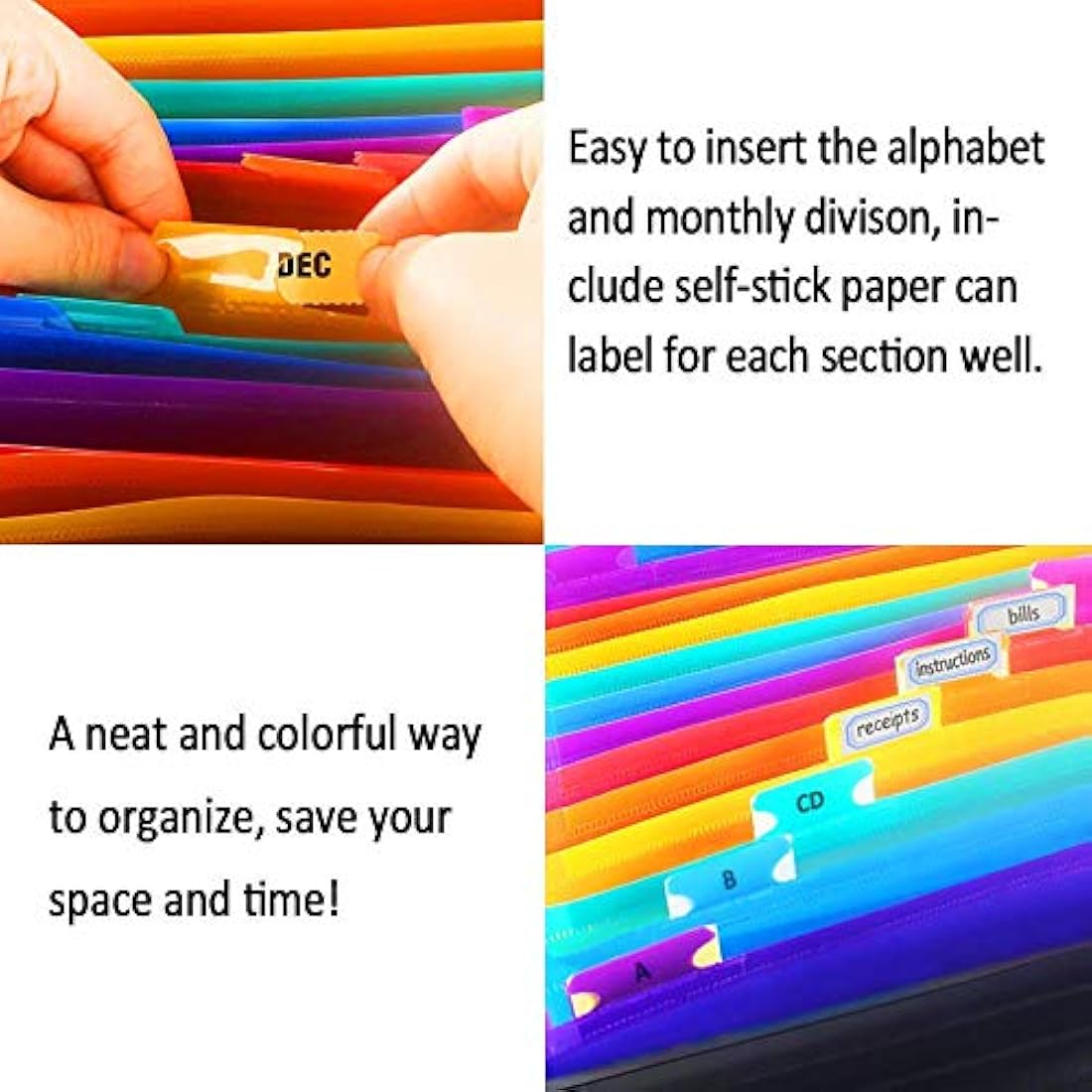 A4 Expanding File Organiser – 24 Pockets with Lid & Labels