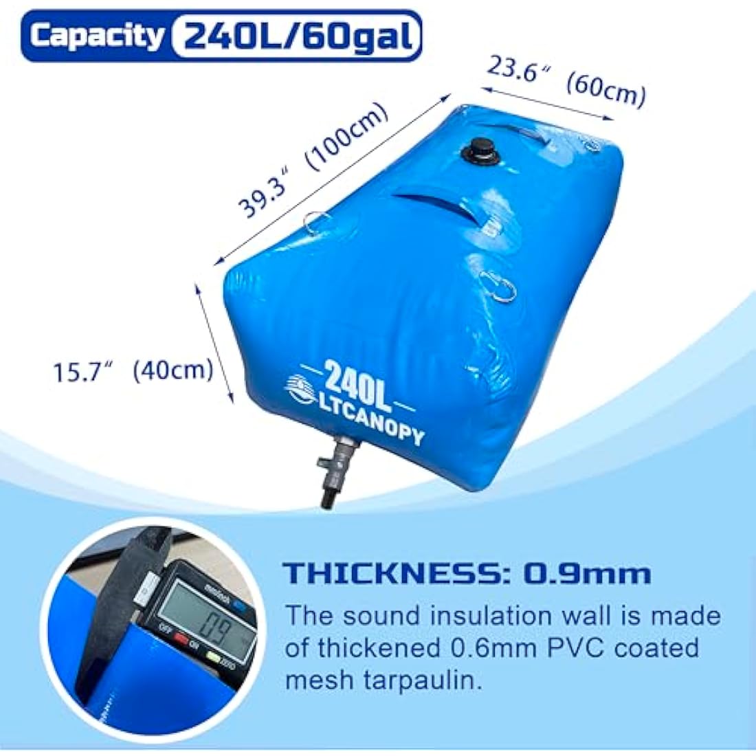 LtcAnopy Collapsible Water Bladder – 240L PVC Storage Tank for Agriculture