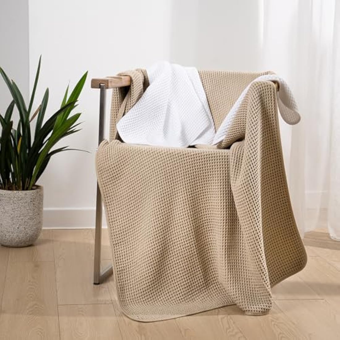 Polyte Microfiber Bath Towel Set – 6 Piece Quick Dry Waffle Weave