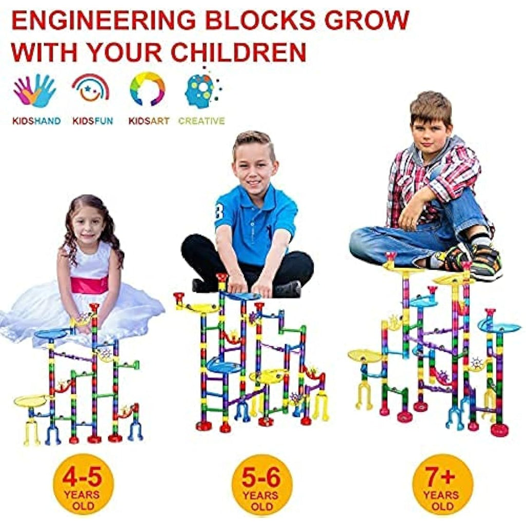 LOYO Glowing Marble Run Toy – 132pcs STEM Educational Building Set