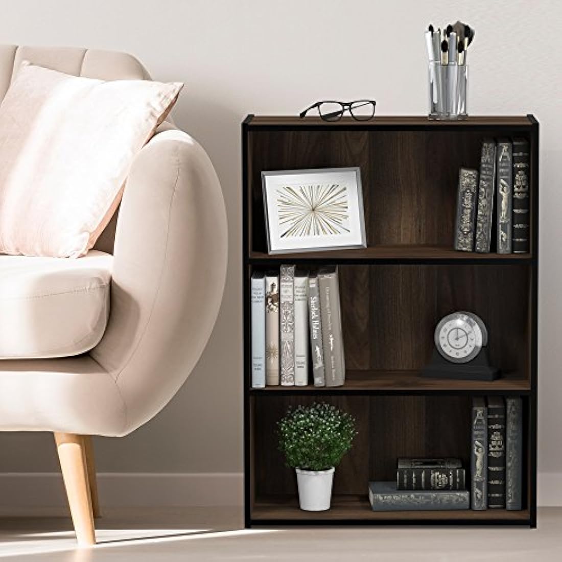 Furinno Pasir 3-Tier Open Shelf Bookcase – Columbia Walnut Wood